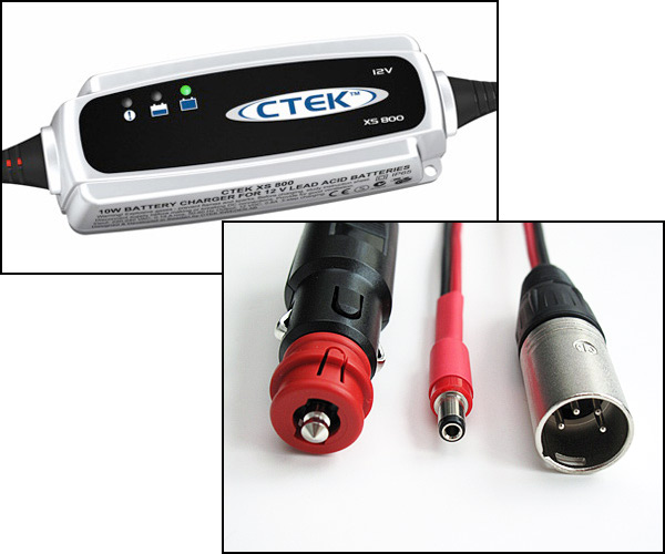 ctek The Ctek charger from Lovegrove Consulting is available with a variety of interchangeable output leads.