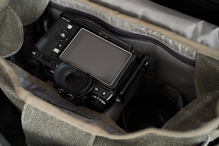 Here is my X-T1 sitting snugly on the dividers ready for action at a moments notice.