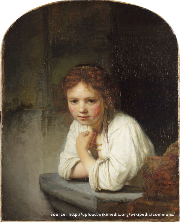 2. Girl at a Window by Rembrand shows how he established controlled side lighting from a relatively large window to create a mood. You can tell the portrait was taken in a basement with the light coming through the window from above.