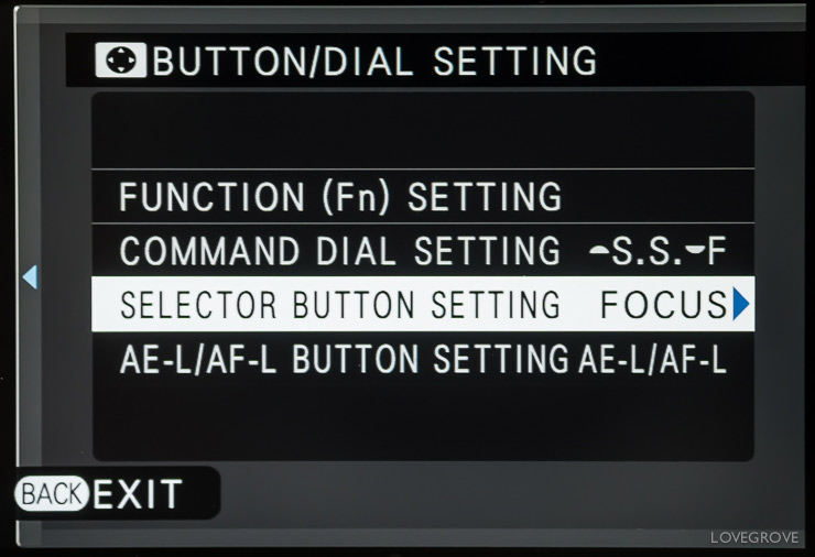 I set the Selector button to Focus area