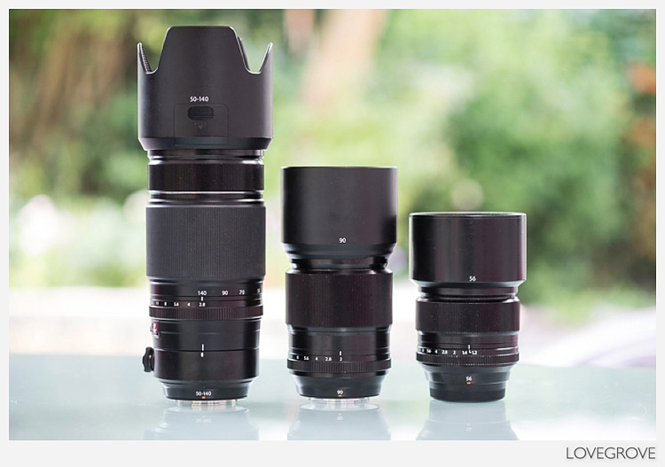 Fuji XF 50mm-140mm lens compared to fuji 56mm and 90mm lenses