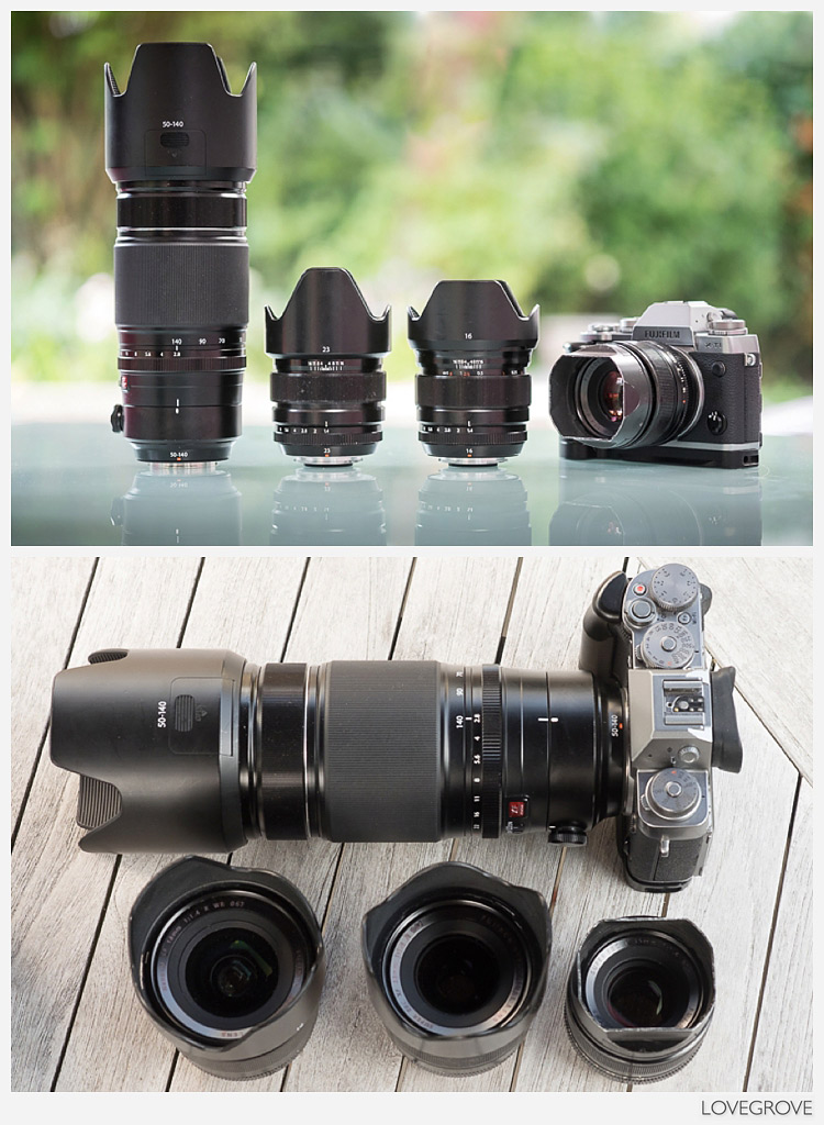 The lenses and camera in Damien Lovegrove's bag