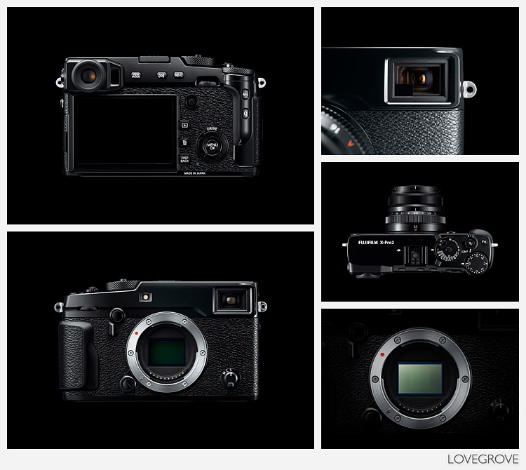 The official photographs provided by Fujifilm clearly show the phase detection pixels on the sensor and the X100T type hybrid OVF/ EVF. The button layout has changed considerably too. Although at first glance the X-Pro2 looks fairly similar to the X-Pro1 just about everything except the battery has changed.