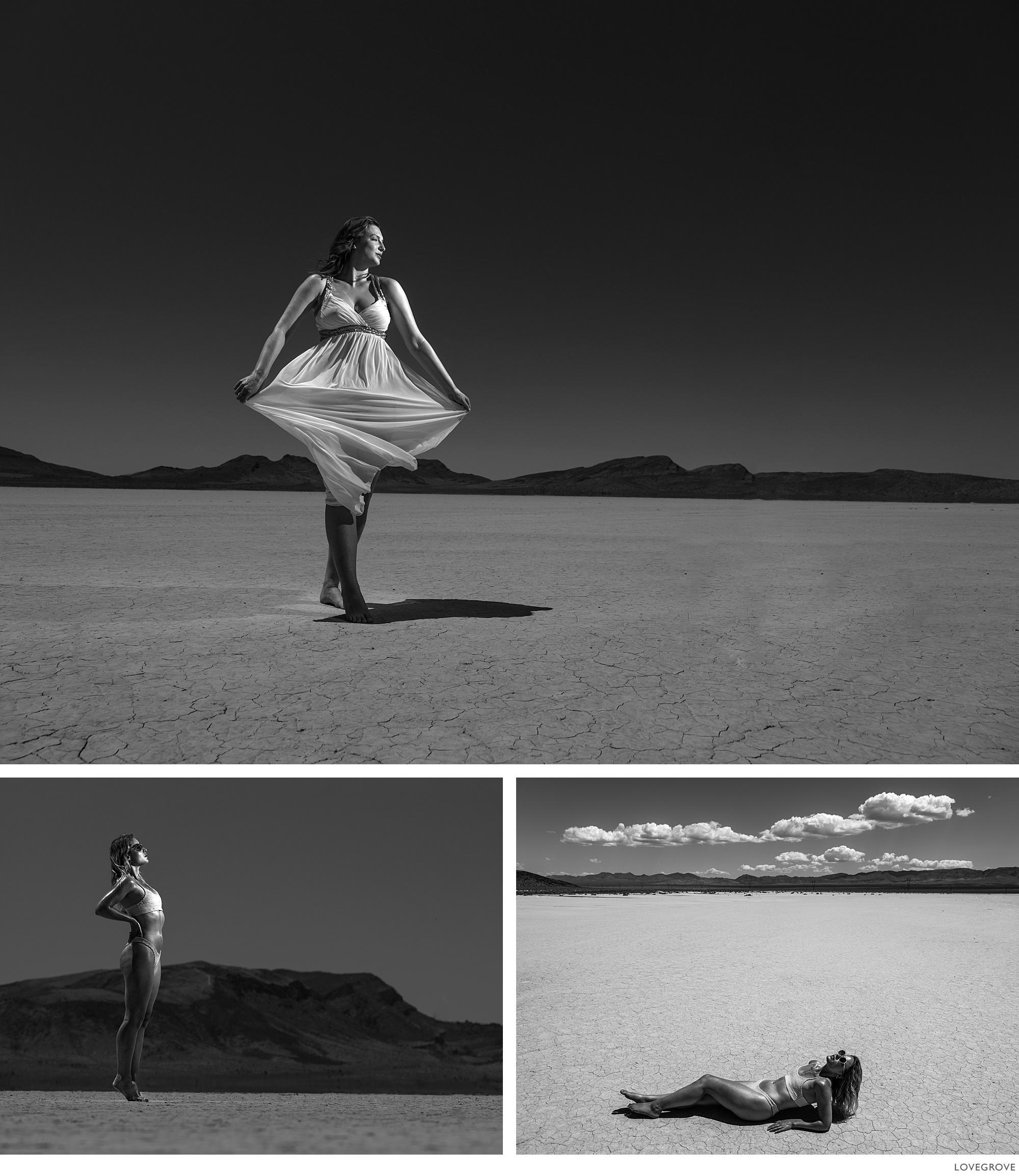 Portraits taken on a dry lake bed in Nevada in the heat of the day.