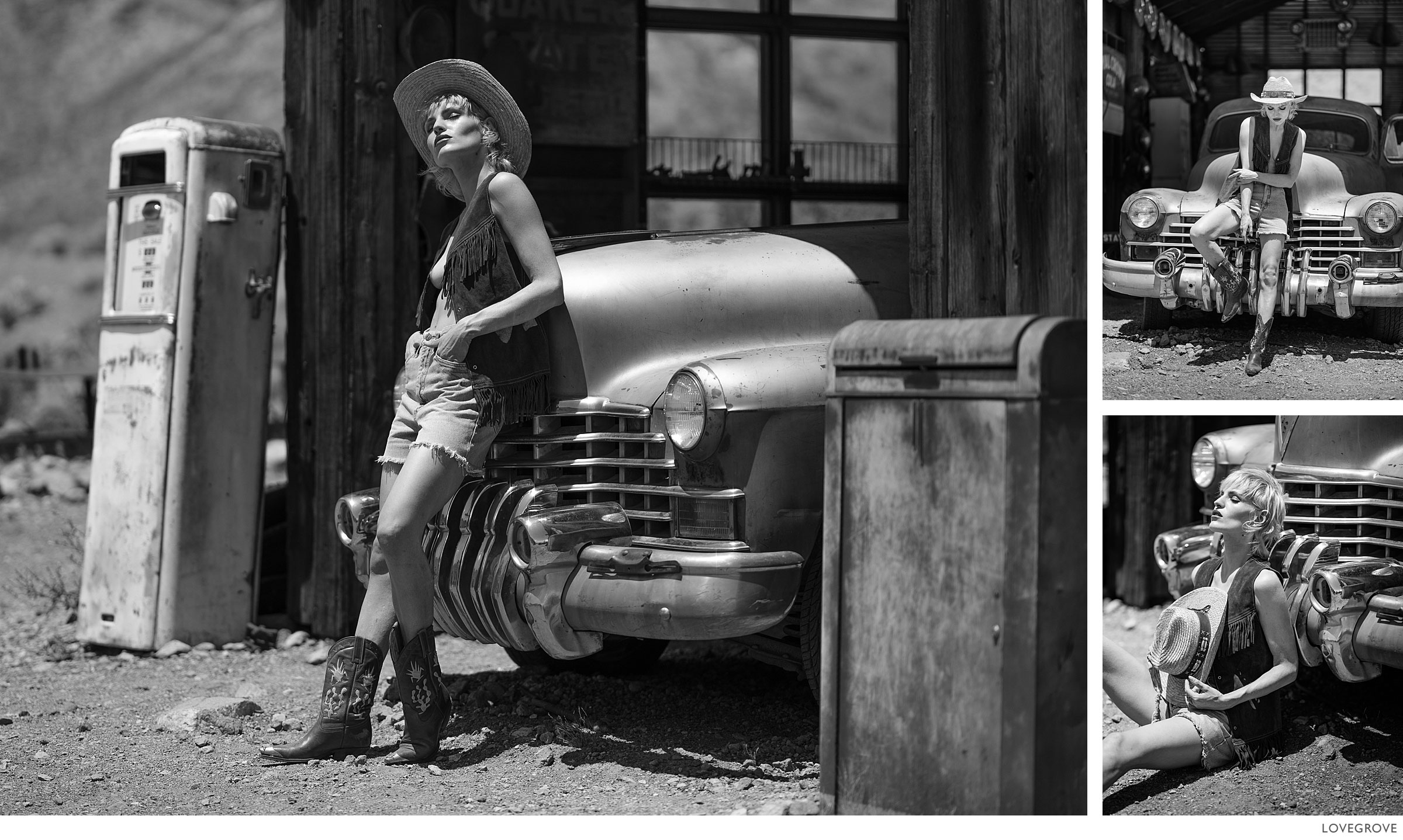Deserts-and-Gold-Dust-011-2 Leontine posing by an old truck