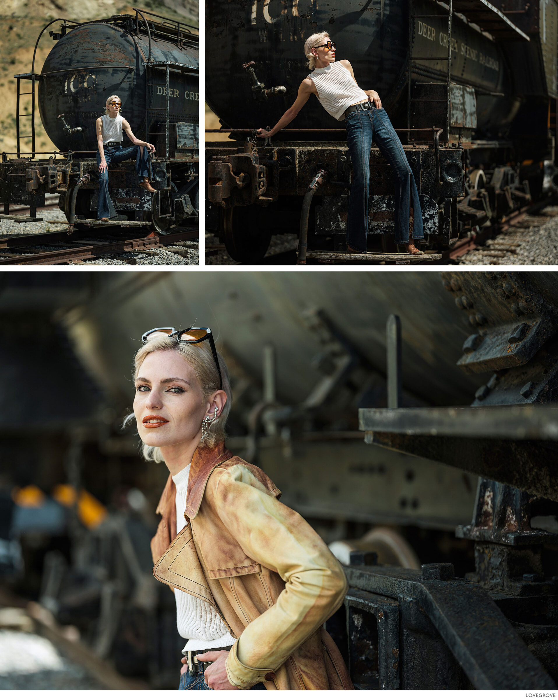 Deserts-and-Gold-Dust-161 A girl sits in an abonded ore crushing mill