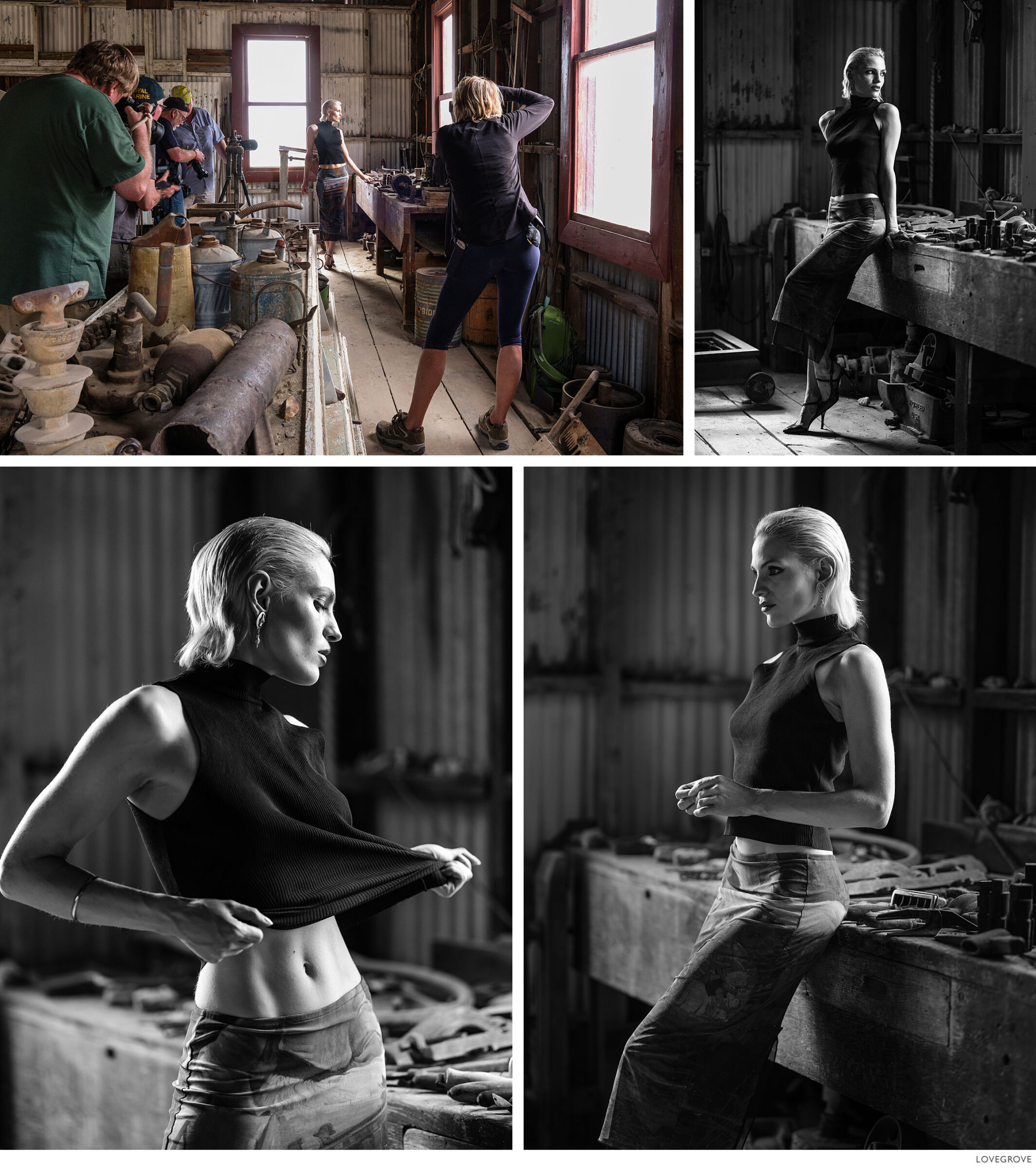bts-011 A girl sits in an abonded ore crushing mill